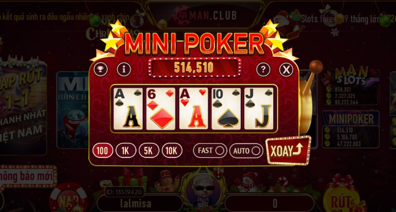 Thông tin cơ bản về trò chơi mini poker Man Club